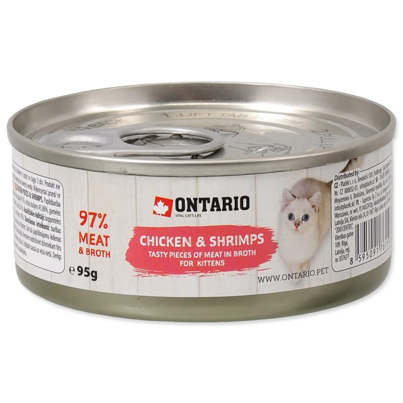Ontario Kitten konzerv csirkedarabok garnélával 95g
