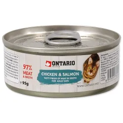 Ontario konzerv csirkedarabokkal és lazaccal 95g