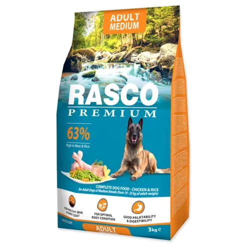 Rasco Premium Adult Medium csirke rizzsel 3kg