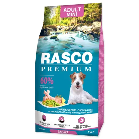 Krmivo Rasco Premium Adult Mini kura s ryžou 1kg