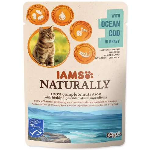 Kapsička IAMS Naturally treska v omáčke 85g