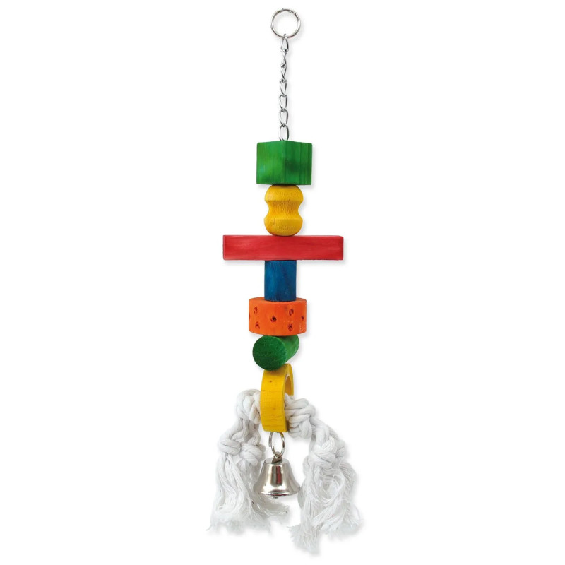 Bird Jewel Csengőfa fa függő játék kötéllel 9x50cm