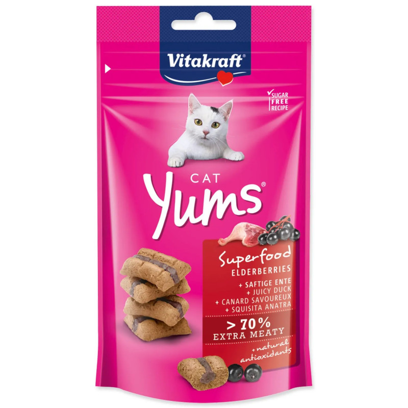 Vitakraft Cat Yums Superfood kacsával és bodzával 40g jutalomfalat