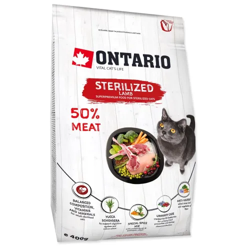 Ontario Cat Sterilised Lamb 0,4kg macskaeledel