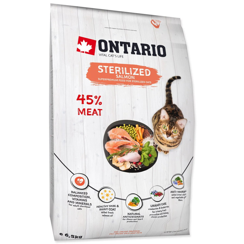 Ontario Cat Sterilised Lazac 6,5kg