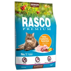 Rasco Premium Senior pulykahúsos, áfonyás és kapucínusos macskaeledel 2 kg