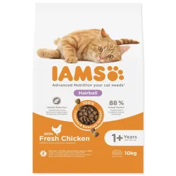 IAMS Cat Adult/Senior Hairball Chicken 10kg macskaeledel