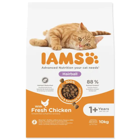 IAMS Cat Adult/Senior Hairball Chicken 10kg macskaeledel