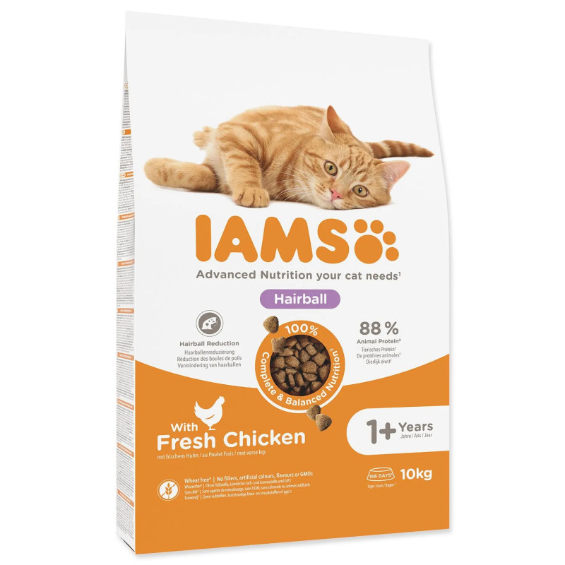 IAMS Cat Adult/Senior Hairball Chicken 10kg macskaeledel