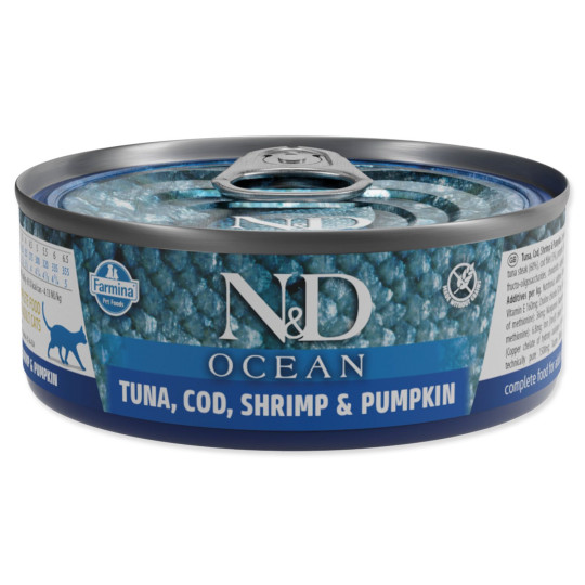 Konzerv N&D Cat Ocean Tuna, Cod, Shrimp & Pumpkin 70g