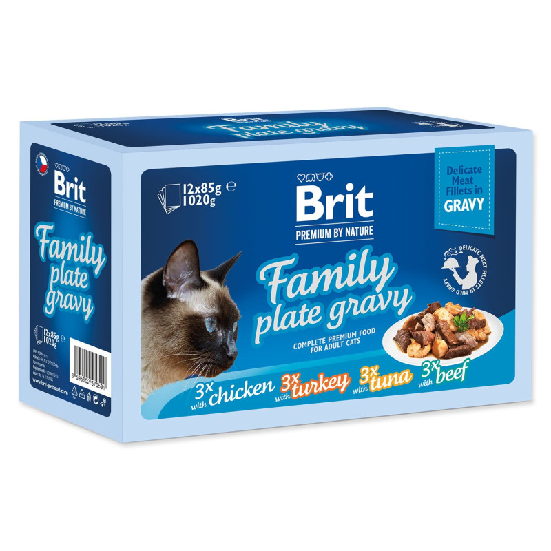 Kapsička Brit Premium by Nature filety v omáčke Family Plate 12x 85g  