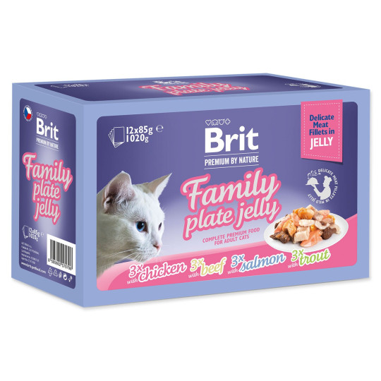 Kapsička Brit Premium by Nature filety v želé Family Plate 12x 85g 