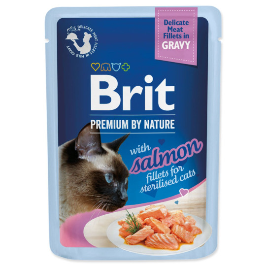 Kapsička Brit Premium by Nature Sterilised losos filety v omáčke 85g 