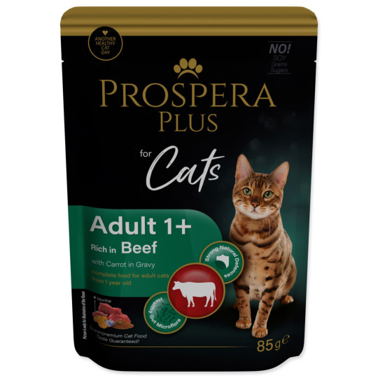Prospera Plus Adult 1+ tasak, marhahús, sárgarépa 85g