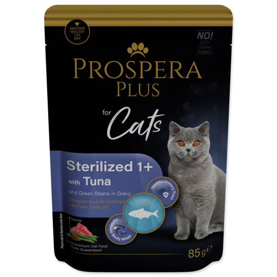 Prospera Plus Sterilizált 1+ tasak, tonhal, bab 85g