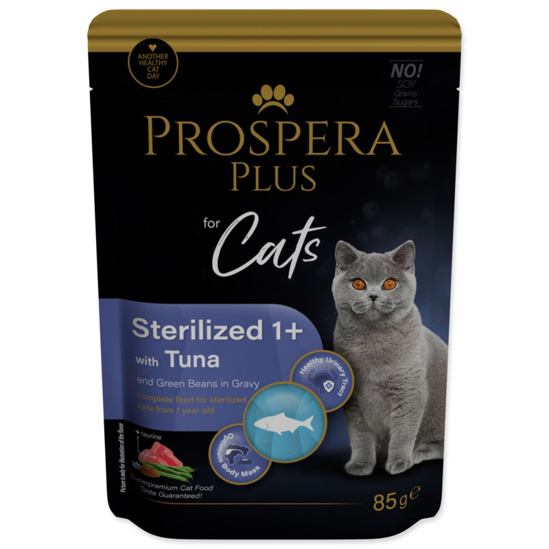 Prospera Plus Sterilizált 1+ tasak, tonhal, bab 85g