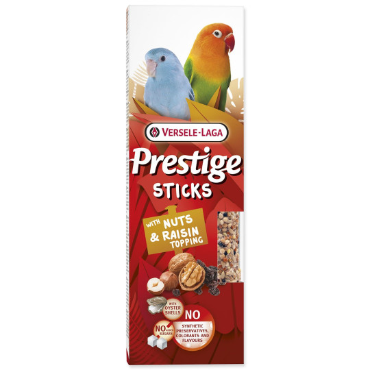 Tyčinky Versele-Laga  Prestige malý papagáj s orechami a hrozienkovou polevou 60g 2ks