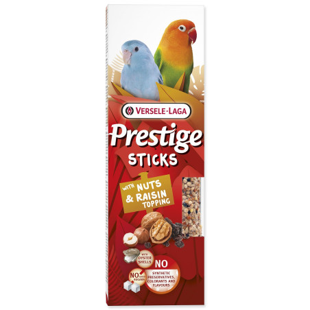 Tyčinky Versele-Laga  Prestige malý papagáj s orechami a hrozienkovou polevou 60g 2ks