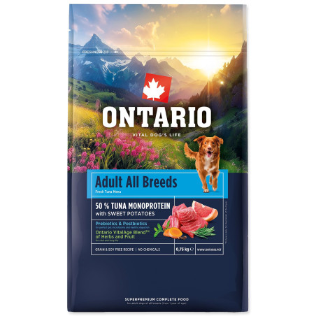 Ontario Adult All Breeds Monoprotein Tuna & Sweet Potatoes 0,75kg