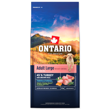 Ontario Adult Large Weight Control Turkey & Brown Rice 12kg