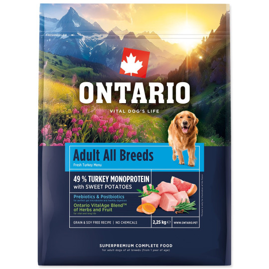 Ontario Adult All Breeds Monoprotein Turkey & Sweet Potatoes 2,25kg