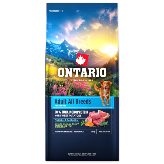 Ontario Adult All Breeds Monoprotein Tuna & Sweet Potatoes 12kg
