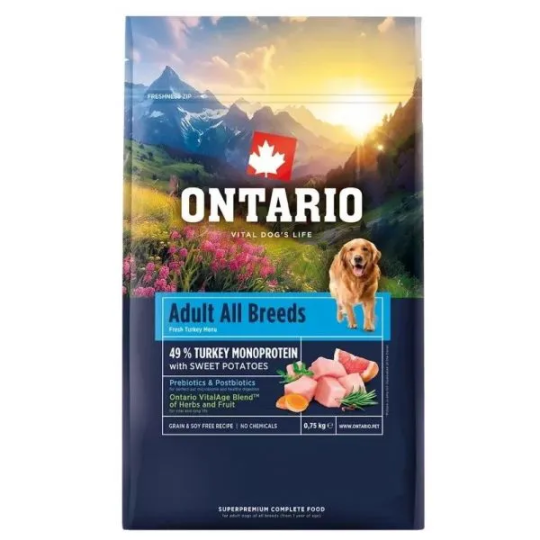 Ontario Adult All Breeds Monoprotein Turkey & Sweet Potatoes 0,75kg