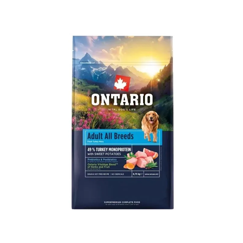 Ontario Adult All Breeds Monoprotein Turkey & Sweet Potatoes 0,75kg