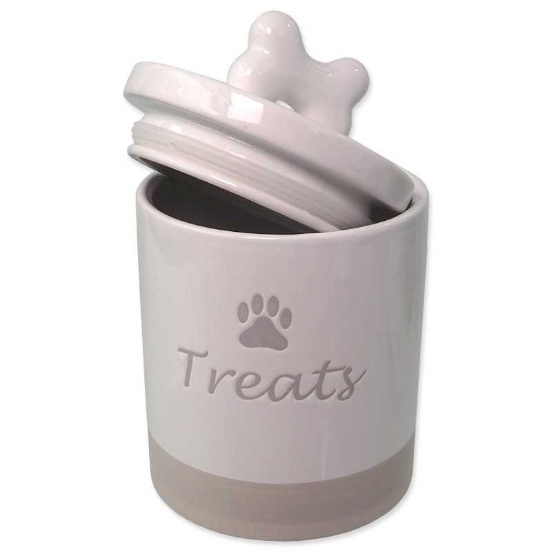 Dóza Dog Fantasy kerámia jutalomfalat tartó fehér fogantyúval 13,5x21,5cm, 1500ml