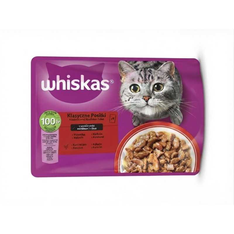 Mars WHISKAS tasak macskáknak Hús válogatás csirke és borsó&marhahús&pulyka&bárány és répa lében 4 x 85 g