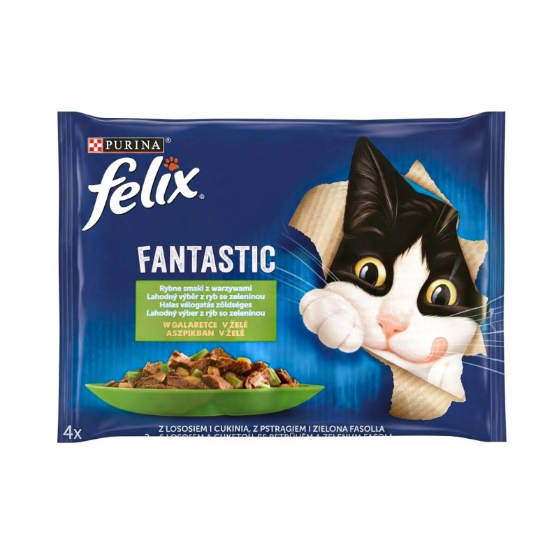 Nestlé FELIX Fantastic macska Multipack halválogatás aszpikban tasak 4x85 g