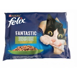 Nestlé FELIX Fantastic macska Multipack csirke paradicsommal & marhahús sárgarépával zselé tasak 4x85 g