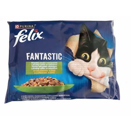 Nestlé FELIX Fantastic macska Multipack csirke paradicsommal & marhahús sárgarépával zselé tasak 4x85 g