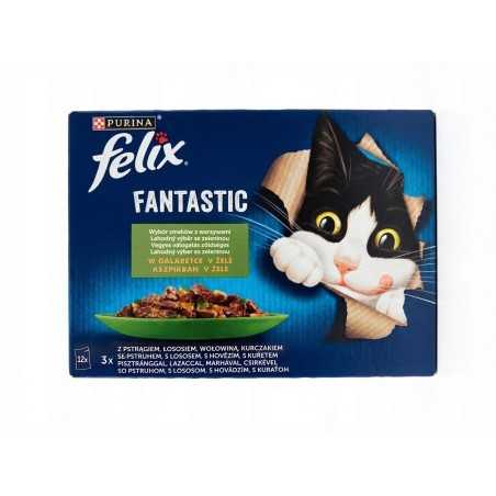 Nestlé FELIX Fantastic macska Multipack zöldséges zselé válogatás, 12x85 g tasak