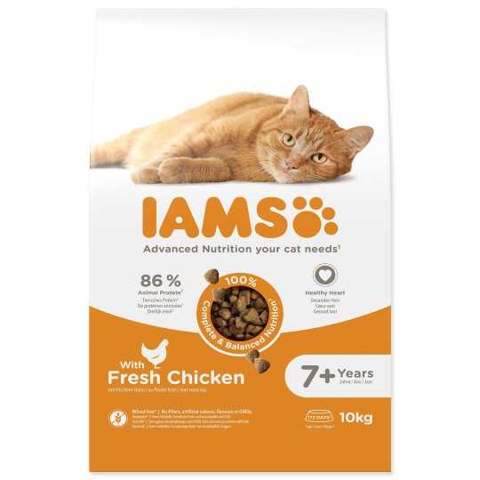 IAMS Cat Senior Csirke 10kg macskaeledel