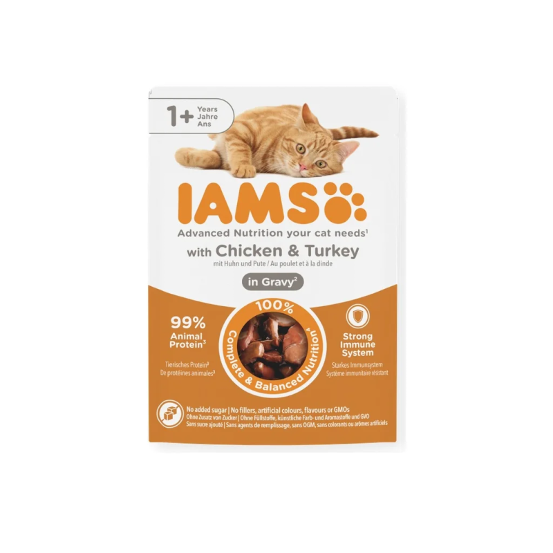 IAMS Delights Adult csirke és pulyka szószban 85g