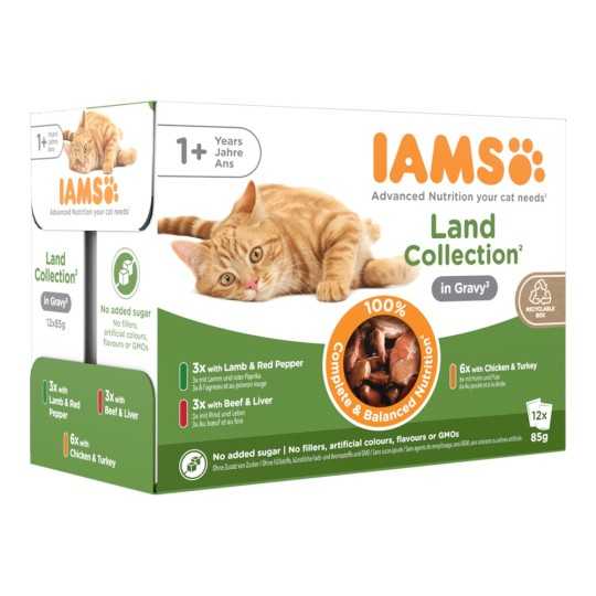 IAMS Delights Adult földi hús szószban multipack 1020g (12x85g)