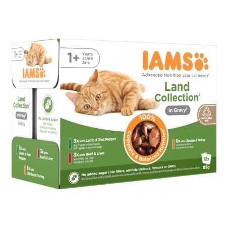 IAMS Delights Adult földi hús szószban multipack 1020g (12x85g)