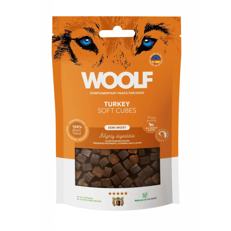 Csemege Woolf Dog Soft Cubes Pulyka 100 g