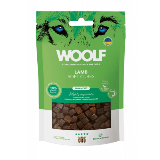Woolf puha kocka alakú jutalomfalat bárányhússal, 100 g