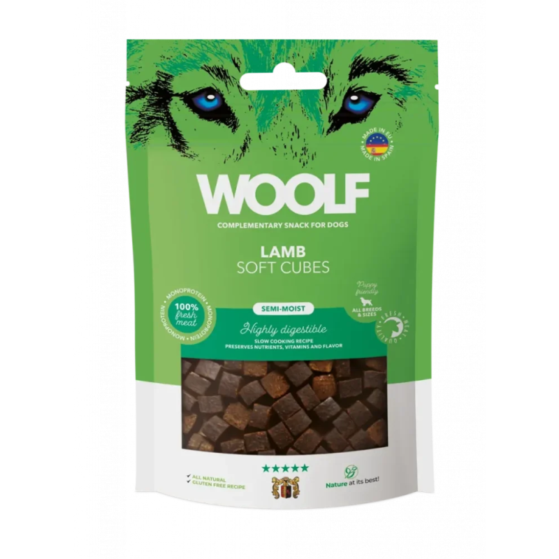 Woolf puha kocka alakú jutalomfalat bárányhússal, 100 g