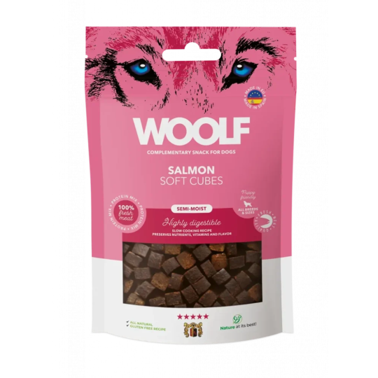 Csemege Woolf Dog Soft Cubes Lazac 100 g