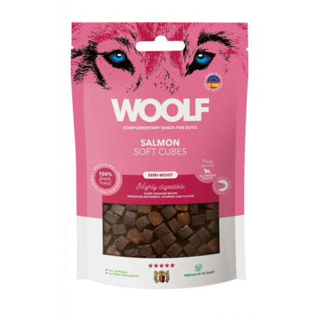 Csemege Woolf Dog Soft Cubes Lazac 100 g