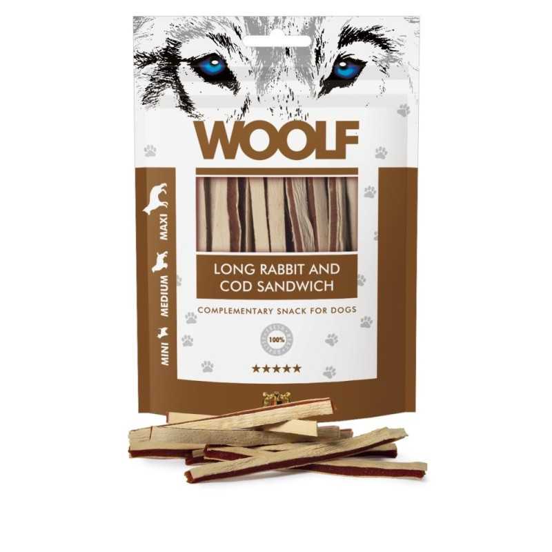 Woolf Dog Soft Nyúl és Pollock Szendvics HOSSZÚ 100g