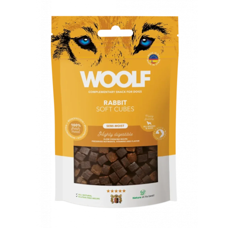 Csemege Woolf Dog Soft Cubes Nyúl 100 g