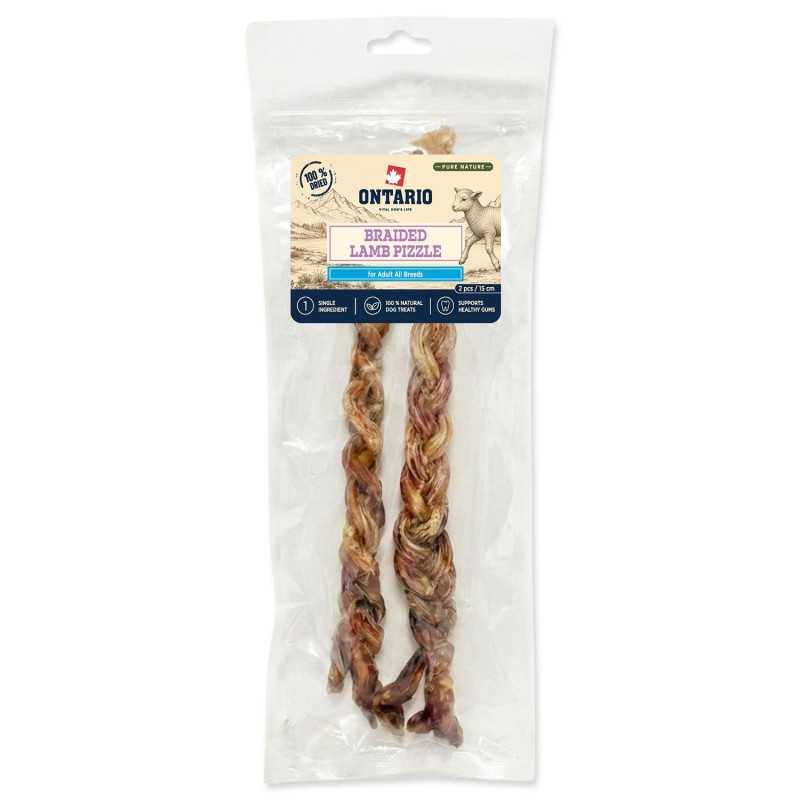 Ontario Pure Nature csemege szárított fonott bárány pénisz 2 db 15 cm