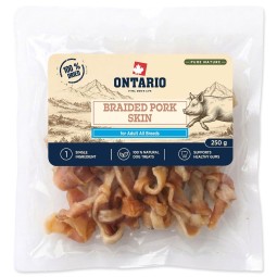 Ontario Pure Nature Csemege Szárított Fonott Sertésbőr, 250 g