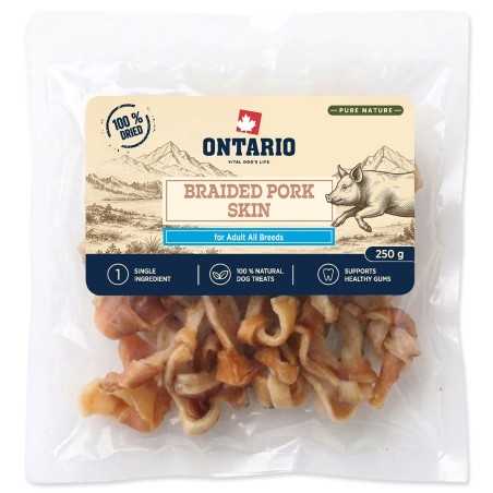Ontario Pure Nature Csemege Szárított Fonott Sertésbőr, 250 g
